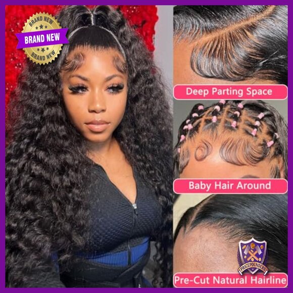 24 Inch Human Hair Wig 180 Density Glueless Lace Front Water Wave